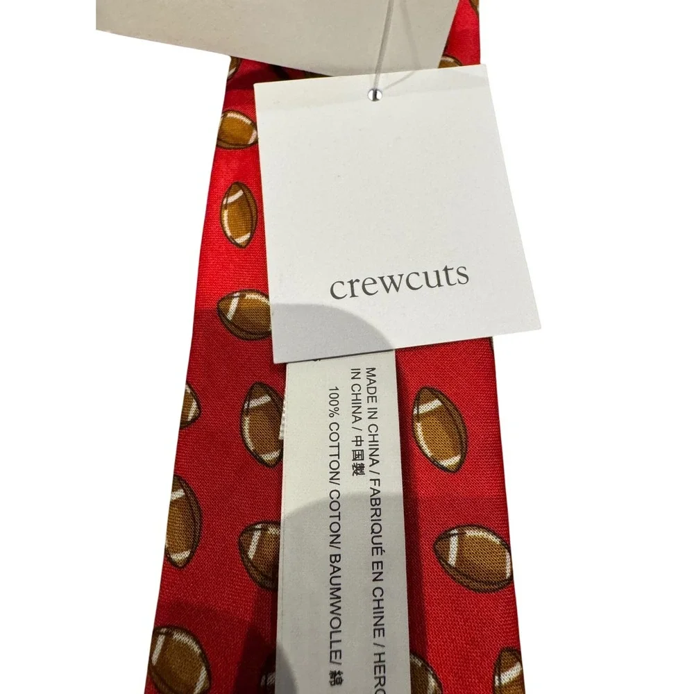 Crewcuts J.Crew Boys Cotton Necktie Red Football Print Kids Tie‎ 42